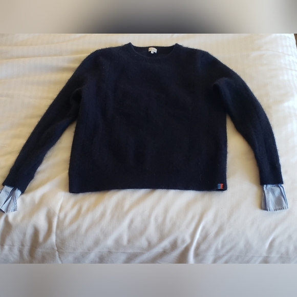 Anthropologie KULE Tate Layered Cashmere Sweater in Navy Size XS - Picture 1 of 13